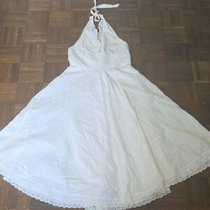 Eliza J Cream Halter Dress
